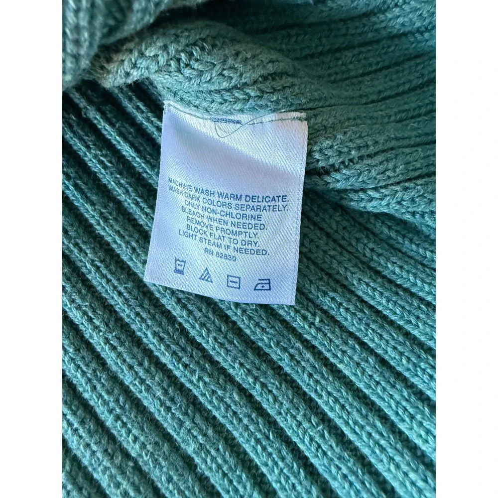 Lands End Ribbed Cotton Sweater Teal‎ Green Mens XL 46-48 Regular Raglan Sleeve